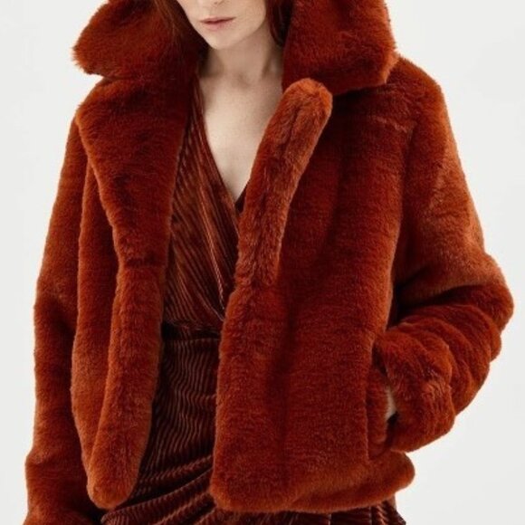 MINKPINK Faux Fur Jacket Size SMALL in Ginger New with tag $189 - Picture 7 of 12